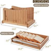 Trancheuse à pain en bambou de vente directe d'usine avec couteau Guide de coupe compact pliable d'épaisseur de 3 tranches avec plateau à miettes