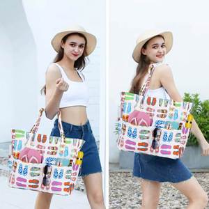 Sac fourre-tout en toile personnalisé avec logo, sac fourre-tout de plage pour femmes avec fermeture éclair - Product Image 4