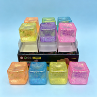 Jouet à presser en forme de glaçon scintillant, jouets sensoriels à presser, jouets anti-stress souples, glaçons colorés amusants, balles anti-stress