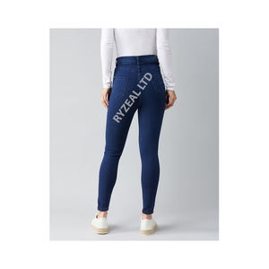 Pantalon en denim droit taille haute pour femmes décontracté Sexy tenue de tous les jours confortable coupe ajustée avec confort extensible Style décontracté - Product Image 6