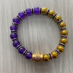 <span class=keywords><strong>Bracelet</strong></span> de fraternité perlé pour homme, perles de verre violettes et dorées, <span class=keywords><strong>bracelet</strong></span> élastique avec pendentif perlé pour <span class=keywords><strong>Liberty</strong></span> Gifts LINK Iota - Product Image 3