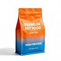 Sacs d'emballage pour aliments pour animaux de compagnie, personnalisés, imprimés, mats, à fond plat, avec fermeture éclair refermable, pour nourriture pour chats et chiens