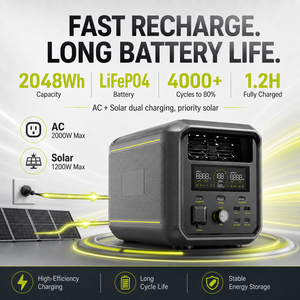 Station d'alimentation portable Fossibot F3000 3000W 2048Wh LiFePO4, batterie de secours domestique, alimentation d'urgence à onde sinusoïdale pure pour la maison - Product Image 4