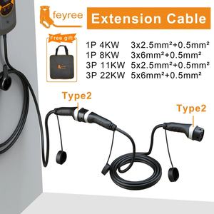 Cable de Extensión de Carga para Vehículos Eléctricos Feyree, Nuevo, Portátil, 16A/32A, Monofásico/Trifásico, 5M, Tipo 2, Estación de Carga EVSE, Montable en Pared - Product Image 6