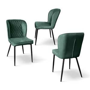 Set di 4 sedie Simona in velluto verde con gambe in metallo, sedie da pranzo per interni - Product Image 2