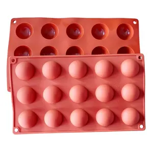 Small 15-Cavity Semi Sphere Silicone Mold Half Round Baking Mold for Making Chocolate Cake Jelly Dome Mousse