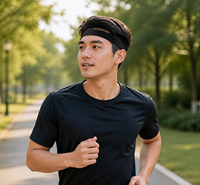 Bandeau de sport de 2 cm avec bande intérieure en silicone pour la course à pied et le yoga, noir