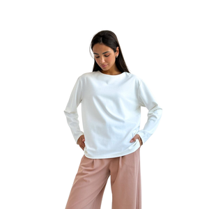 Camiseta de Manga Larga para Mujer, de Algodón, Estilo Jersey Sencillo, Transpirable, Informal, Básica, Lisa, Tallas XS a 5XL - Product Image 2