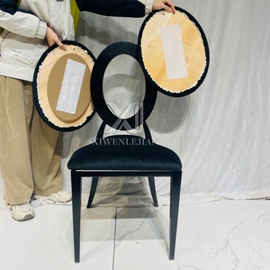 Ghế khách sạn cao cấp lưng tháo rời, khung kim loại, ghế cưới lưng oval, thiết kế hiện đại, ghế ăn tiệc cho thuê sự kiện ngoài trời - Product Image 1