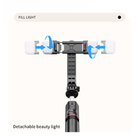 Trépied télescopique L13D en acier inoxydable léger et portable avec lumière LED pour téléphone, appareil photo et diffusion en direct