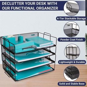 Chinese Factory <b>Top</b> Quality Best Price 4 Tier Metal <b>Mesh</b> Office Desk Organizer <b>Mesh</b> Document Holder Stand Wire <b>Mesh</b> File Tray - Product Image 4