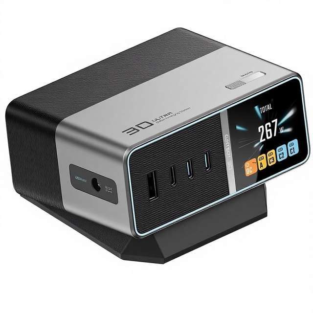 CUKTECH 30 Ultra Desktop Charging Station GaN 4-In-1 PD3.1 Dual 300W Max USB-C DC Port Smart Display for MacBook Charger Laptop