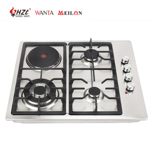 Table de cuisson à gaz encastrable en acier inoxydable de qualité supérieure pour cuisine, 4 brûleurs avec <span class=keywords><strong>plaque</strong></span> électrique - Product Image 1