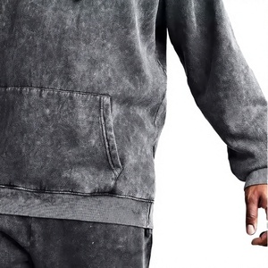 Survêtement gris à capuche pour homme Long Mission, 100 % coton respirant, manches longues, motif chien uni, streetwear, tenue décontractée d'hiver - Product Image 4