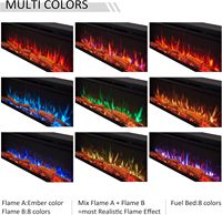 Kalsubo Cheminée électrique intelligente encastrable murale de 60 pouces de large, chauffage 750W 1500W, flamme multicolore, lit de braises, commande vocale