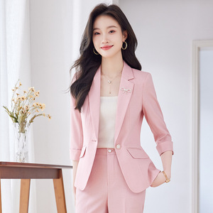 Women's Casual Suit Set Three Quarter Sleeve Summer Breathable Office Lady Formal Wear - Product Image 3