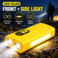 Lampe torche LED rechargeable Z838 IPX4, corps jaune en ABS, batterie 18650