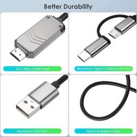 2-en-1 1080P Android Phone Mirroring Micro USB MHL vers HDTV Compatible Converter Type-C vers HDTV Compatible Cable