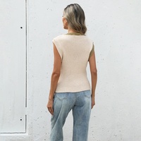 Débardeur tricoté ample et décontracté pour femme, nouvelle collection automne, simple, sans manches, boutonnage simple, tailles S-XL