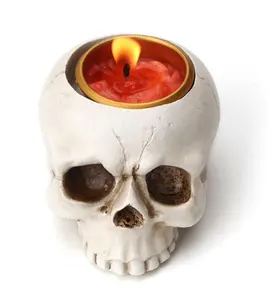 Custom Resin Charm Baron Skeleton Halloween Gift Skeleton Candlestick Holder Resin Skeleton Candle Holder 200 - 499 pieces
