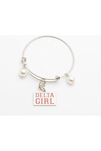 Bracelet en fil d'argent personnalisé, numéro DST 1913, charme Shiled Legacy HBCU, bracelet Delta Bangle - Product Image 4