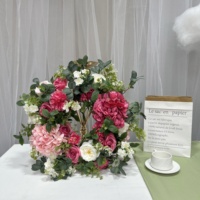 DKB Vente en gros de roses artificielles en soie, pivoines, hortensias, boules de fleurs roses et blanches pour la décoration de mariage, centre de table