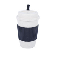 Tasse à café et thé en fibre de blé paille réutilisable écologique portable personnalisée avec couvercle et manchon antidérapant