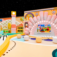 Parc d'attractions intérieur pour enfants : équipement de jeu souple, trampoline écologique, bac à sable et toboggan pour centre commercial, en bois et acier inoxydable