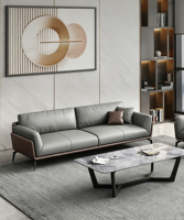 Canapé exécutif moderne Liyu en similicuir trois places avec rembourrage en mousse et pieds en bois massif pour bureaux, hôtels et salons