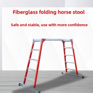 Plateforme pliable isolée <span class=keywords><strong>en</strong></span> <span class=keywords><strong>fibre</strong></span> <span class=keywords><strong>de</strong></span> <span class=keywords><strong>verre</strong></span> avec marchepied <span class=keywords><strong>en</strong></span> aluminium, capacité <span class=keywords><strong>de</strong></span> charge <span class=keywords><strong>de</strong></span> 150 kg pour électriciens et décoration hôtelière - Product Image 3
