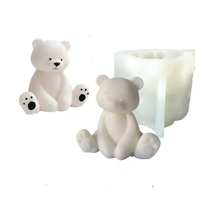 cute teddy bear silicone candle molds