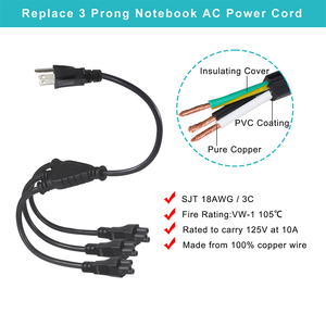 Fabrika doğrudan abd 18AWG 16AWG listelenen AC kablosu abd C5 bilgisayar buzdolabı güç kablosu Splitter çıkış tasarrufu - Product Image 2