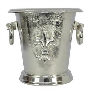 Seau à glace en métal pour refroidir le champagne, avec poignées, finition argentée, qualité alimentaire, pour bar - Product Image 1