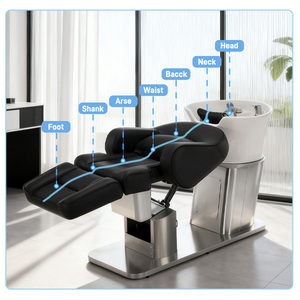 XFMC lüks elektrik ayarlanabilir saç Spa yıkama şampuan sandalye yatak kuaför salonu yıkama sandalye berber dükkanı için kase ile elektrikli - Product Image 2