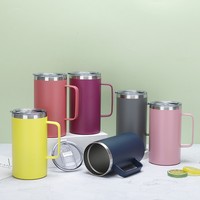 Gobelet isotherme en acier inoxydable sans BPA de 20 oz avec poignée, tasse de voyage réutilisable avec couvercle, pour le camping et le bureau