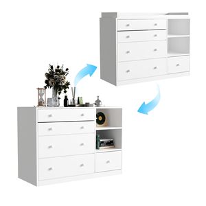 Cambiador de Bebé Moderno para Guardería, 5 Cajones, 2 Estantes, Estación Multifuncional para Cambiar Pañales, Habitación Infantil, MDF - Product Image 3