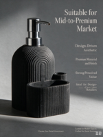 Distributeur de savon multifonctionnel en polyrésine avec bouteille rechargeable et accessoires d'organisation, noir, pour hôtels et cuisines