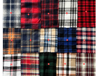 A258 Kemeja Kotak-kotak Bergaya Inggris Pria, Kemeja Katun Kancing Atas Kotak-kotak Flanel Bergaya Inggris Pas Badan Mode Pria