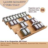 Porte-épices en bambou tiroir organisateur organisateur de stockage 4 niveaux étagère à épices pour 64 pots à épices tiroir de cuisine supports de stockage et étagères