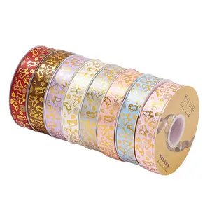 Factory Custom Polyester Band Butterfly Foiling Fine Printed Diy Patterns Gift Box Decorative Accessory Ribbon