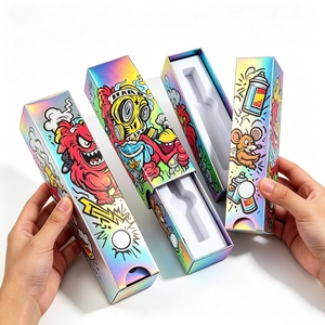 Custom <b>Empty</b> 3ml Vial Box Child Resistant Paper Drawer Packaging 0.5ml 1ml 2g Gram Cartridges CR Laser Silver Paper <b>Boxes</b> - Product Image 5