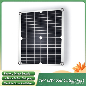 Panneau solaire flexible portable 16V 12W, sortie 2USB+DC, module photovoltaïque pour voiture, bateau, téléphone, batterie externe et maison - Product Image 2
