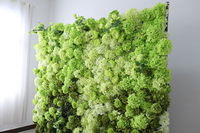 Mur de fleurs artificielles personnalisé pour événements commerciaux, toile de fond florale 8ft x 8ft, Hortensia Globe Vert, Décoration de mariage