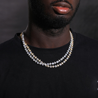 Vente en gros de bijoux tendance de luxe en laiton 8mm avec zircon et diamant Collier à chaîne de tennis Halo Star pour hommes et femmes Cadeau