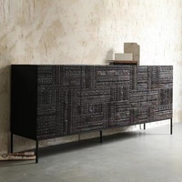 Armoire de table minimaliste en bois massif nordique sculpté, passerelle médiéval, casiers d'armoire, ménage de luxe léger