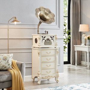 Grammofono Vintage Stile Americano, Fonografo Classico dall'Aspetto Antico in Legno Massello, Stile Europeo per Soggiorno e Sala da Tè, con Grande Tromba - Product Image 2