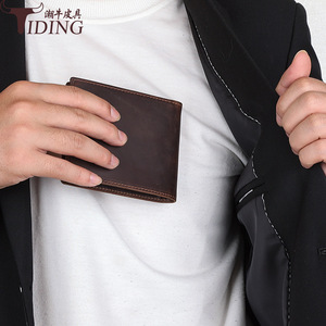 Cartera Bifold de Cuero Genuino Tiding para Hombre, Protección RFID, Color Marrón Oscuro, Marrón, Negro, Diseño Minimalista, Uso Diario - Product Image 2