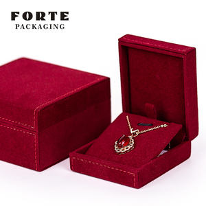 Коробка для украшений FORTE Burgundy, темно-красный бархатный набор, персонализированная коробка для колец и подвесок с логотипом, фланелевые шкатулки для ювелирных изделий - Product Image 5