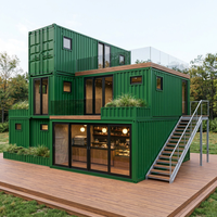 Restaurant modulaire en conteneurs sur mesure à 3 étages, bâtiment commercial, porte pliante en verre, conception OEM