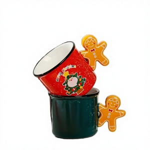 Vente en gros de tasses en porcelaine peintes à la main de la marque JADE, design créatif de dessins animés, motif pomme banane, 201-300 ml, compatibles micro-ondes et lave-vaisselle - Product Image 2